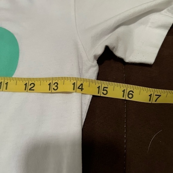 WHITE V neck short sleeved T shirt mint green heart spell out "Hope" cotton XS. - Picture 4 of 9